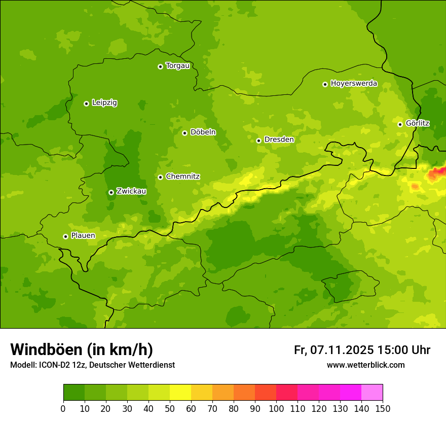 Modellkarten Windgeschwindigkeit