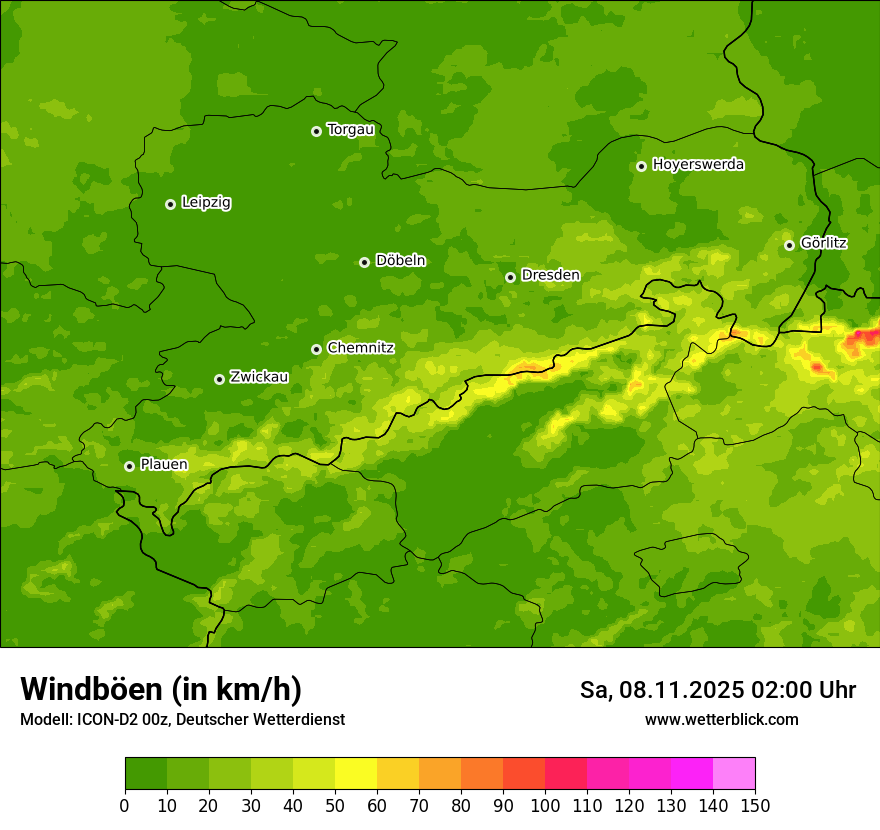 Modellkarten Windgeschwindigkeit