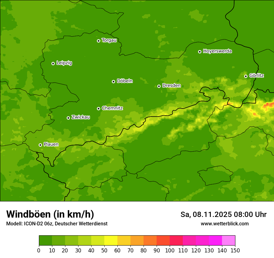 Modellkarten Windgeschwindigkeit