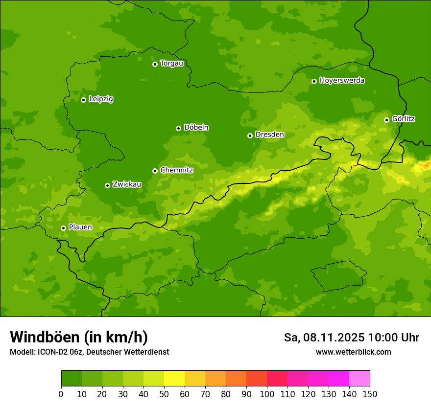 Modellkarten Windgeschwindigkeit