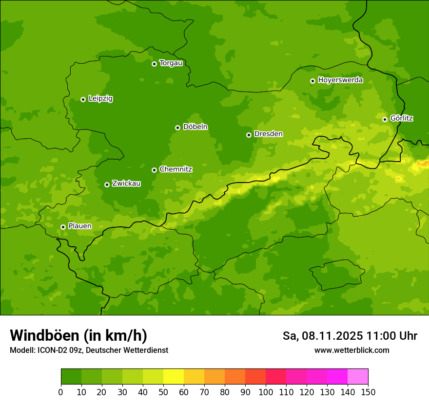 Modellkarten Windgeschwindigkeit