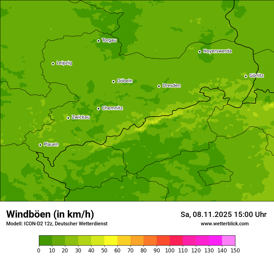 Modellkarten Windgeschwindigkeit