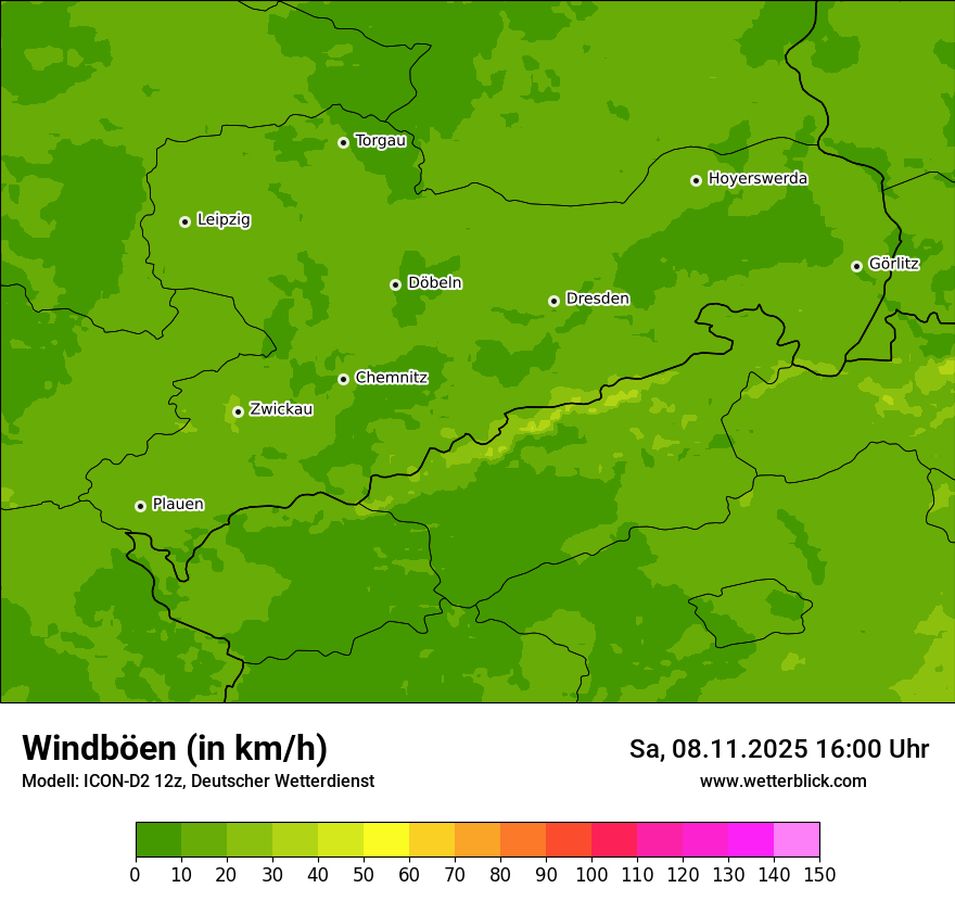 Modellkarten Windgeschwindigkeit