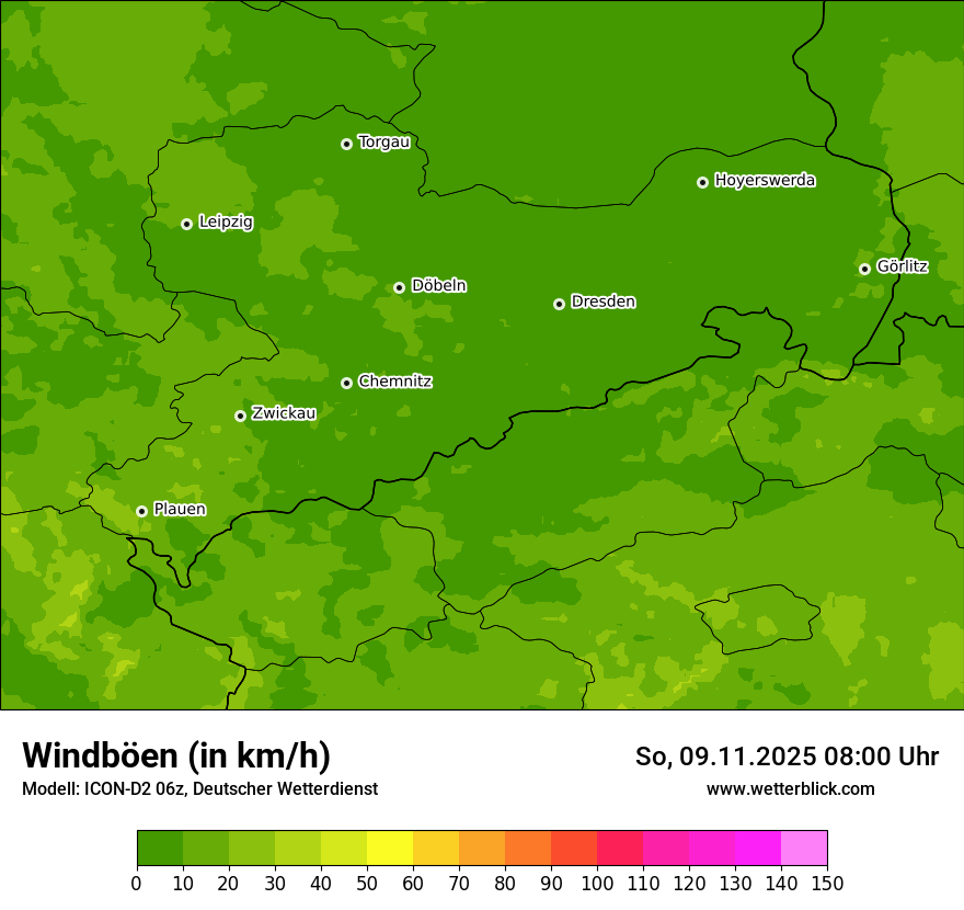 Modellkarten Windgeschwindigkeit