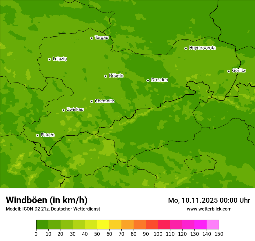 Modellkarten Windgeschwindigkeit