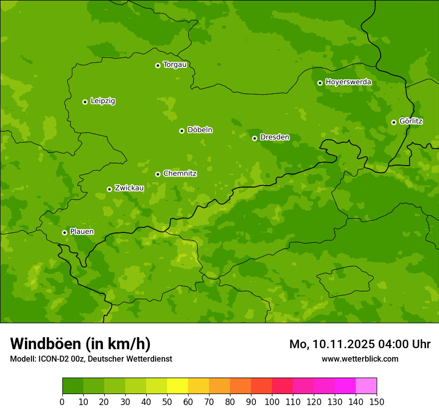 Modellkarten Windgeschwindigkeit