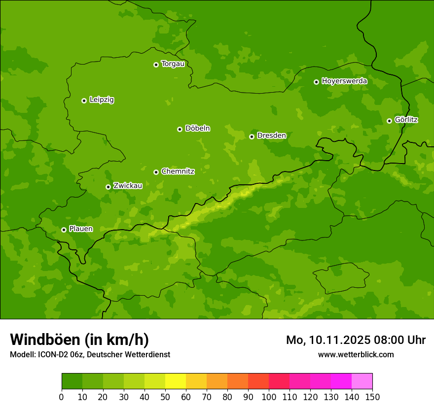 Modellkarten Windgeschwindigkeit