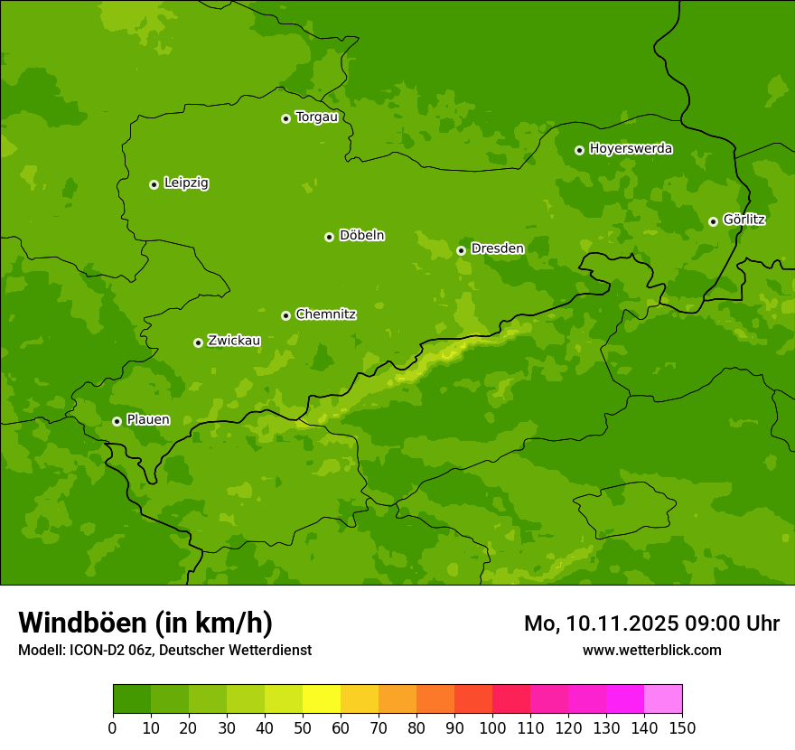 Modellkarten Windgeschwindigkeit