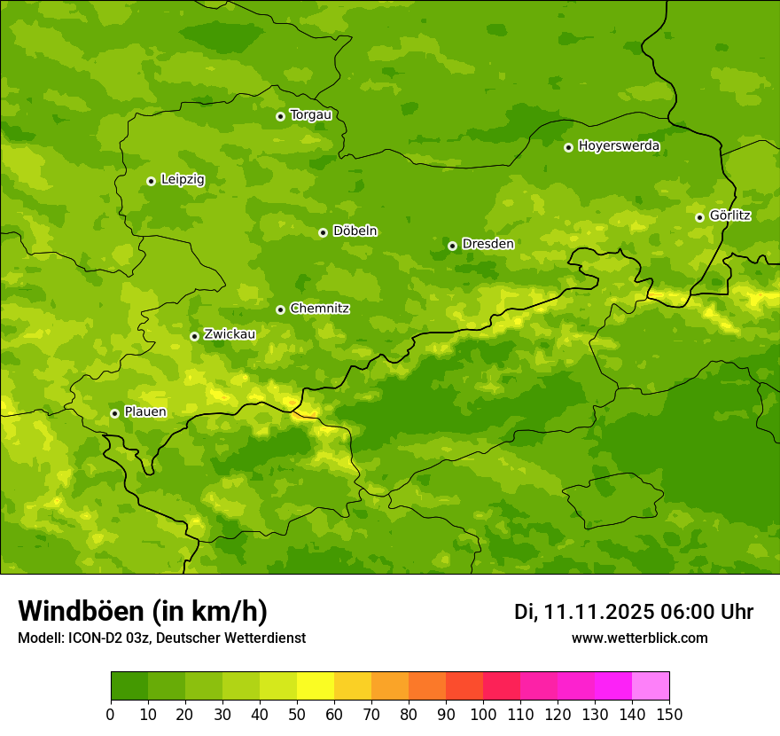 Modellkarten Windgeschwindigkeit
