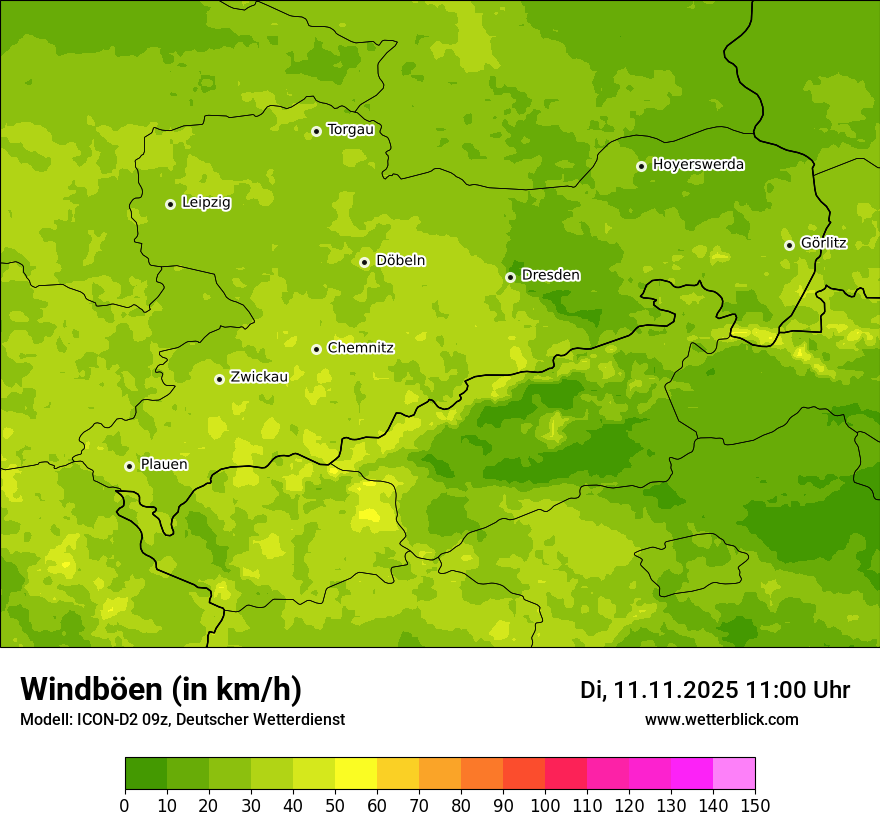 Modellkarten Windgeschwindigkeit