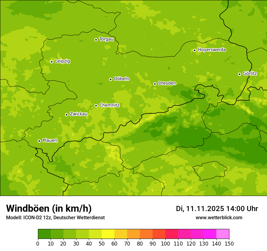 Modellkarten Windgeschwindigkeit