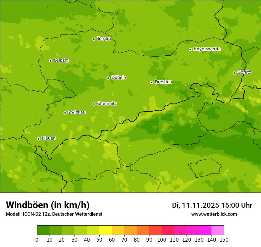 Modellkarten Windgeschwindigkeit