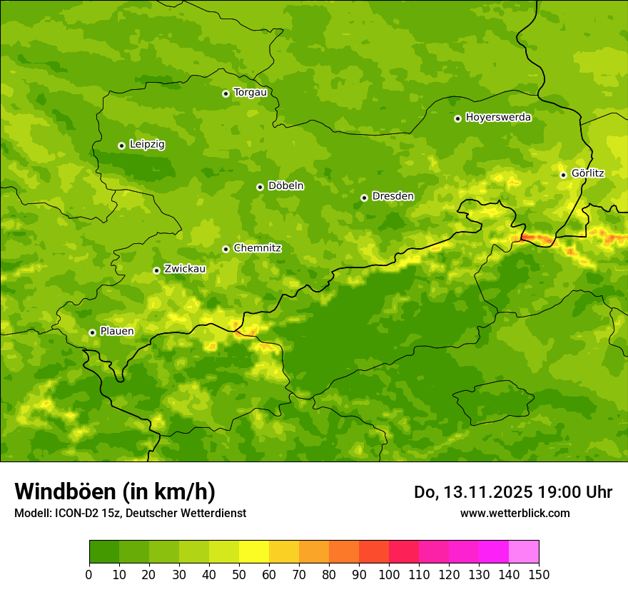 Modellkarten Windgeschwindigkeit