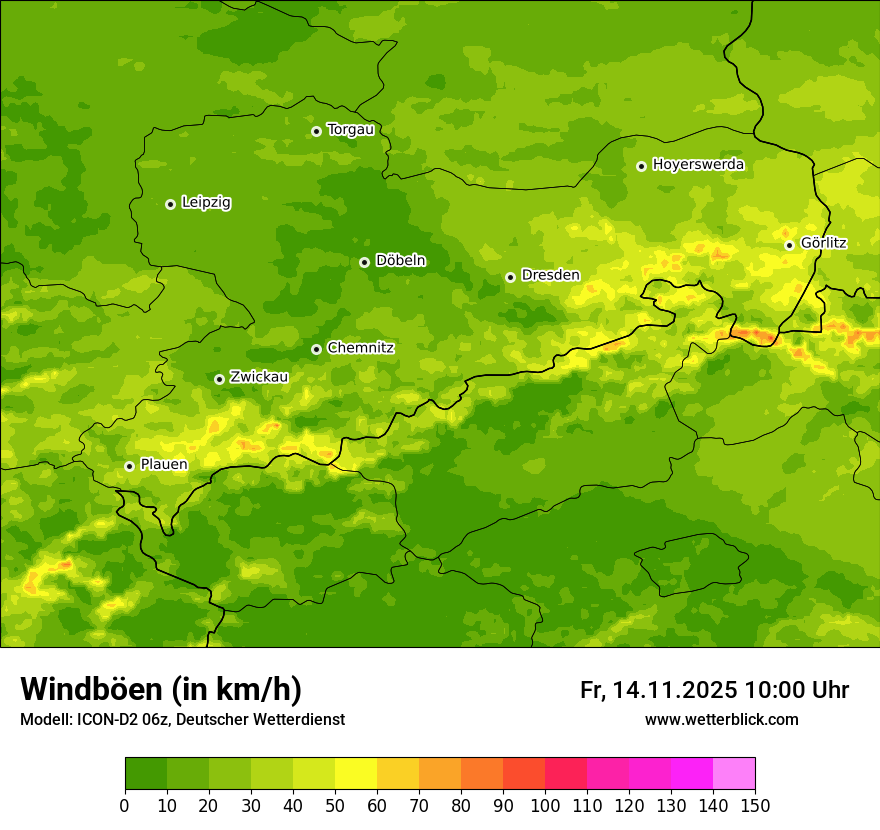 Modellkarten Windgeschwindigkeit