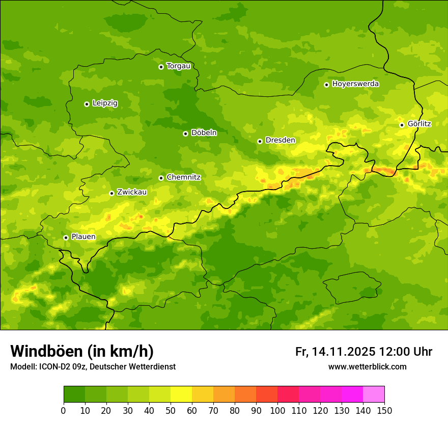 Modellkarten Windgeschwindigkeit