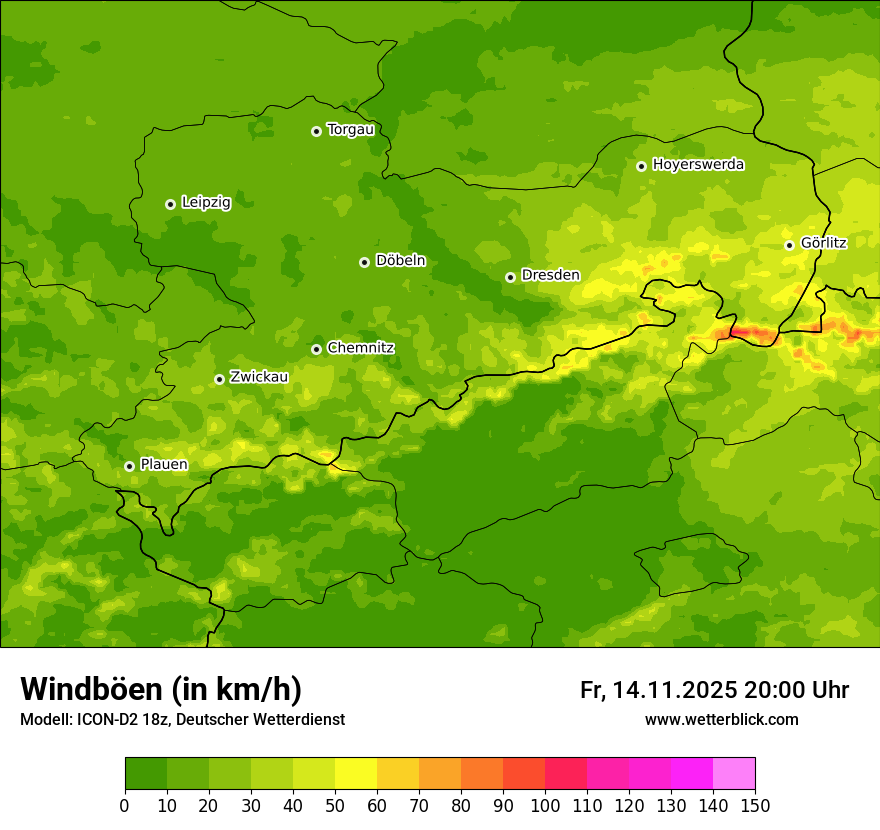 Modellkarten Windgeschwindigkeit