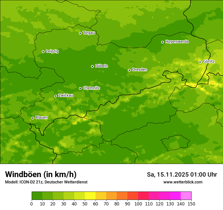 Modellkarten Windgeschwindigkeit