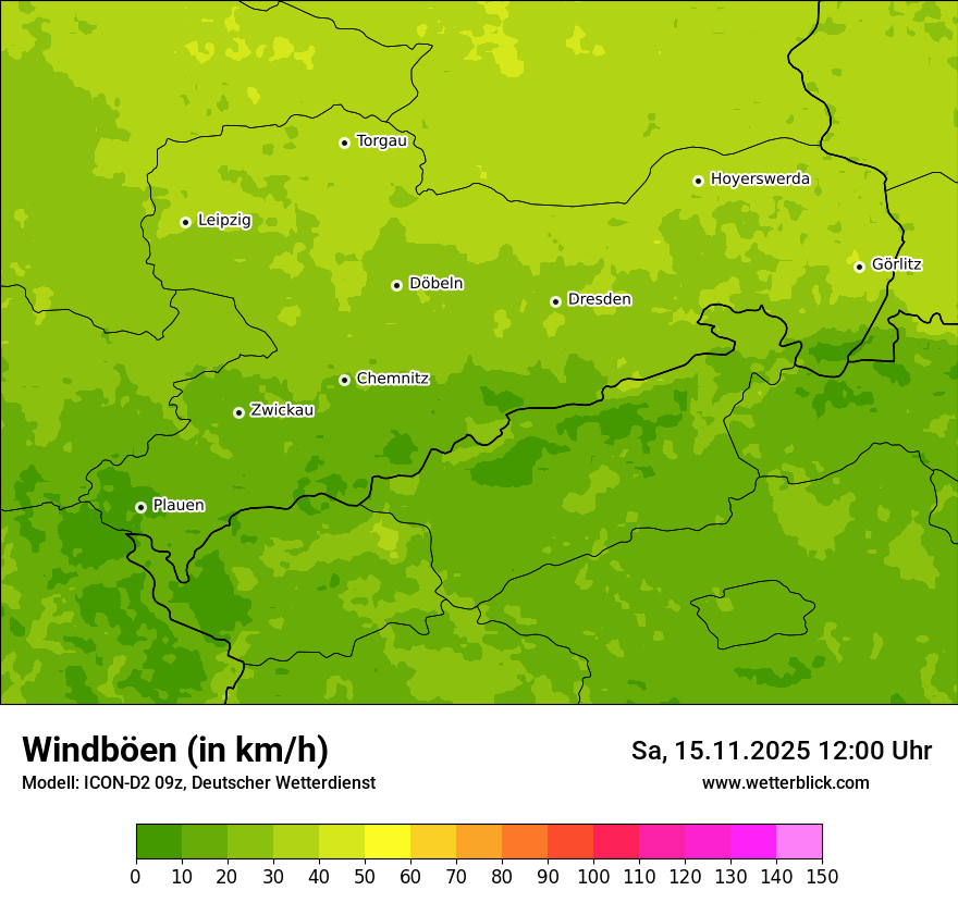 Modellkarten Windgeschwindigkeit