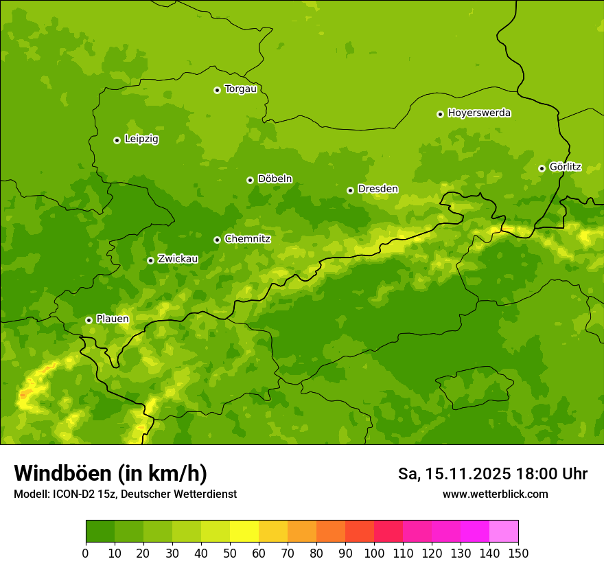 Modellkarten Windgeschwindigkeit