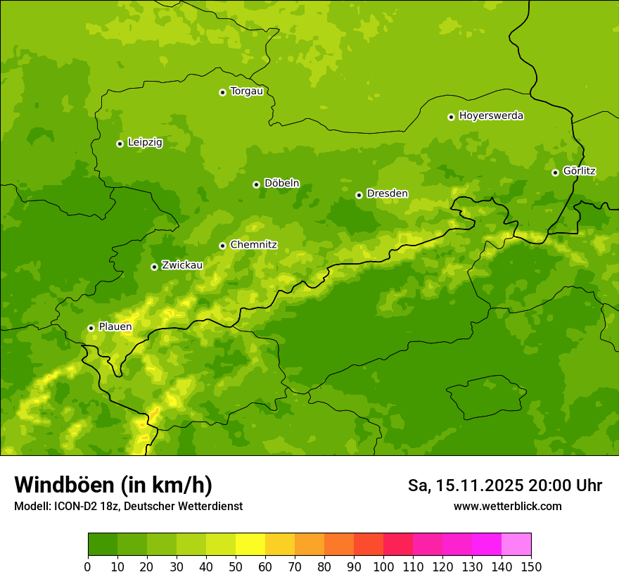 Modellkarten Windgeschwindigkeit