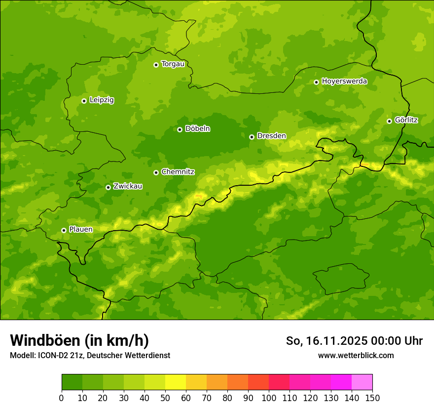 Modellkarten Windgeschwindigkeit