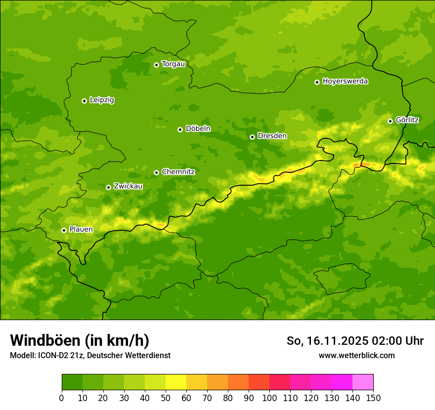 Modellkarten Windgeschwindigkeit