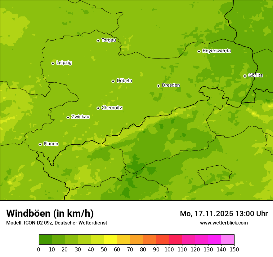 Modellkarten Windgeschwindigkeit
