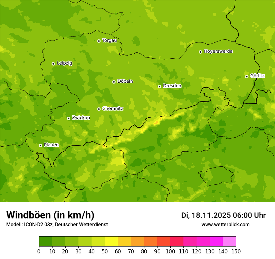 Modellkarten Windgeschwindigkeit