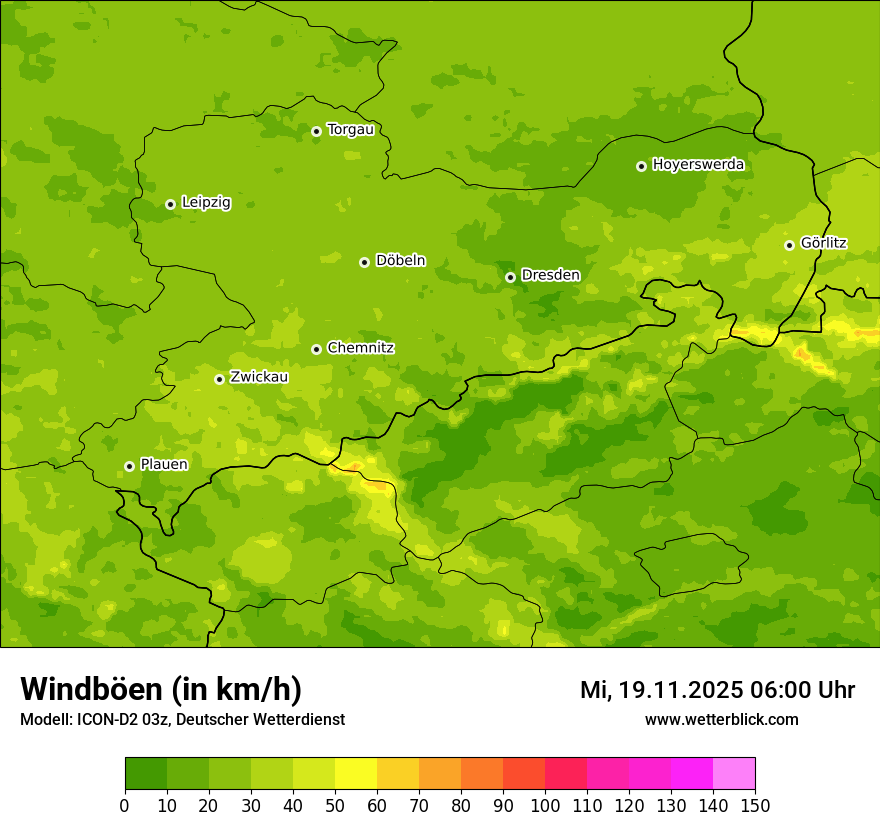Modellkarten Windgeschwindigkeit