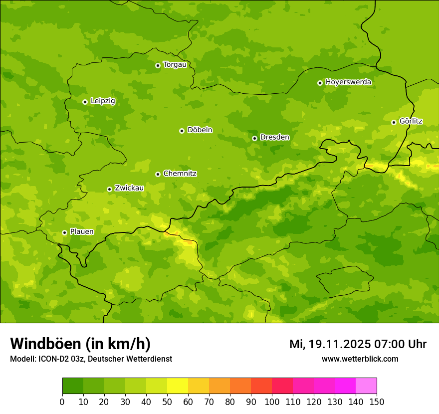Modellkarten Windgeschwindigkeit