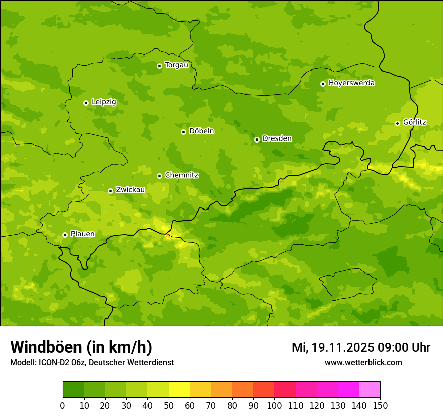 Modellkarten Windgeschwindigkeit