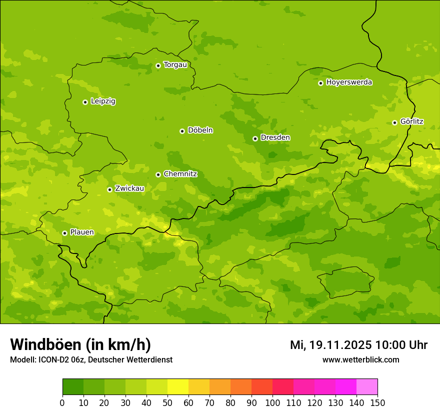Modellkarten Windgeschwindigkeit