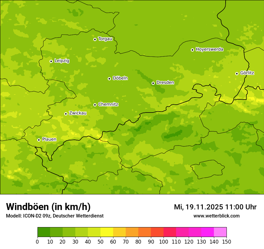 Modellkarten Windgeschwindigkeit