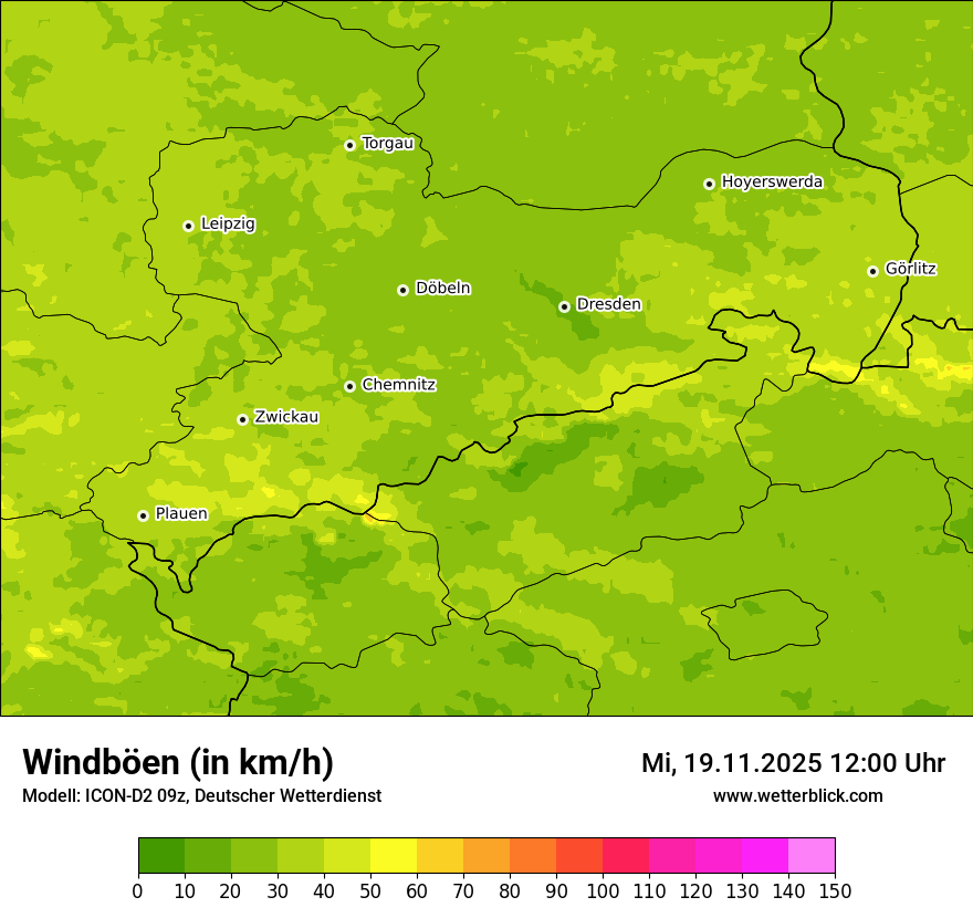 Modellkarten Windgeschwindigkeit