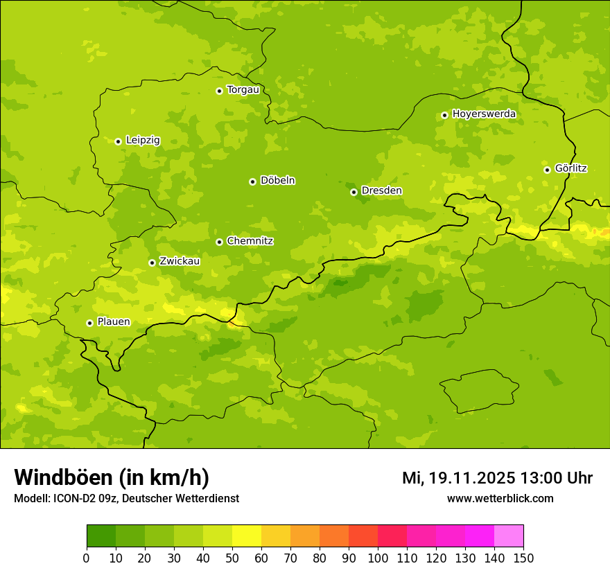 Modellkarten Windgeschwindigkeit