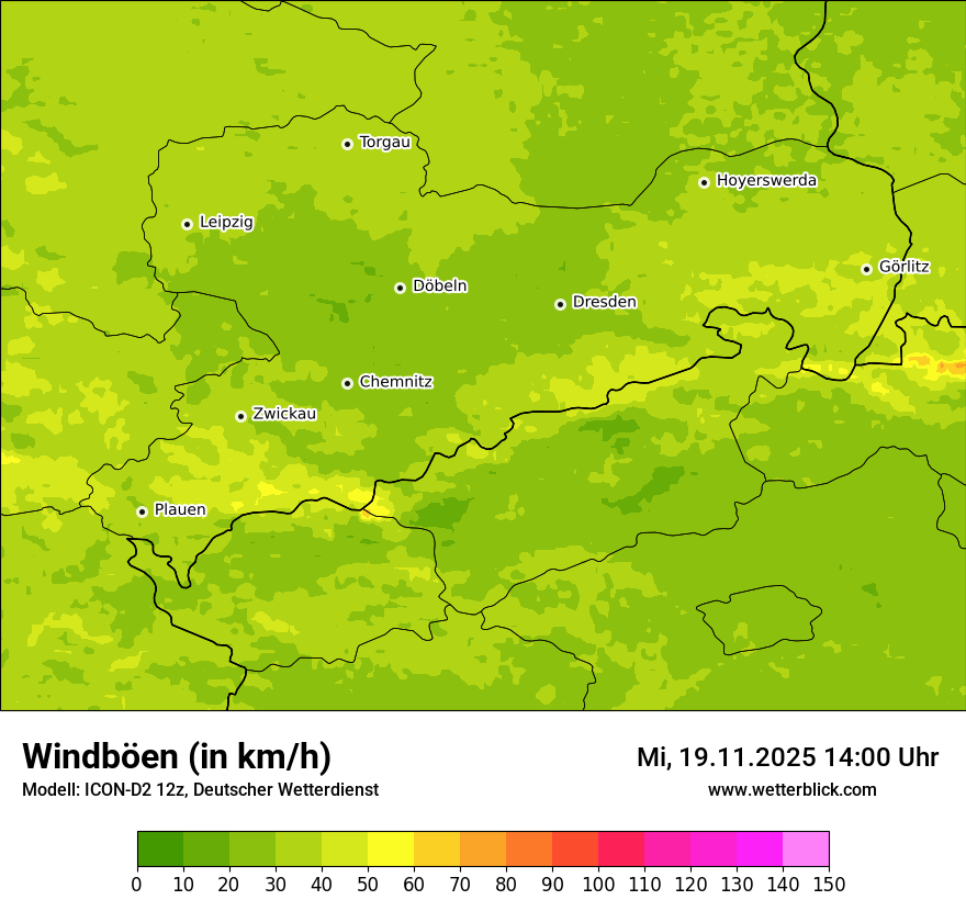 Modellkarten Windgeschwindigkeit