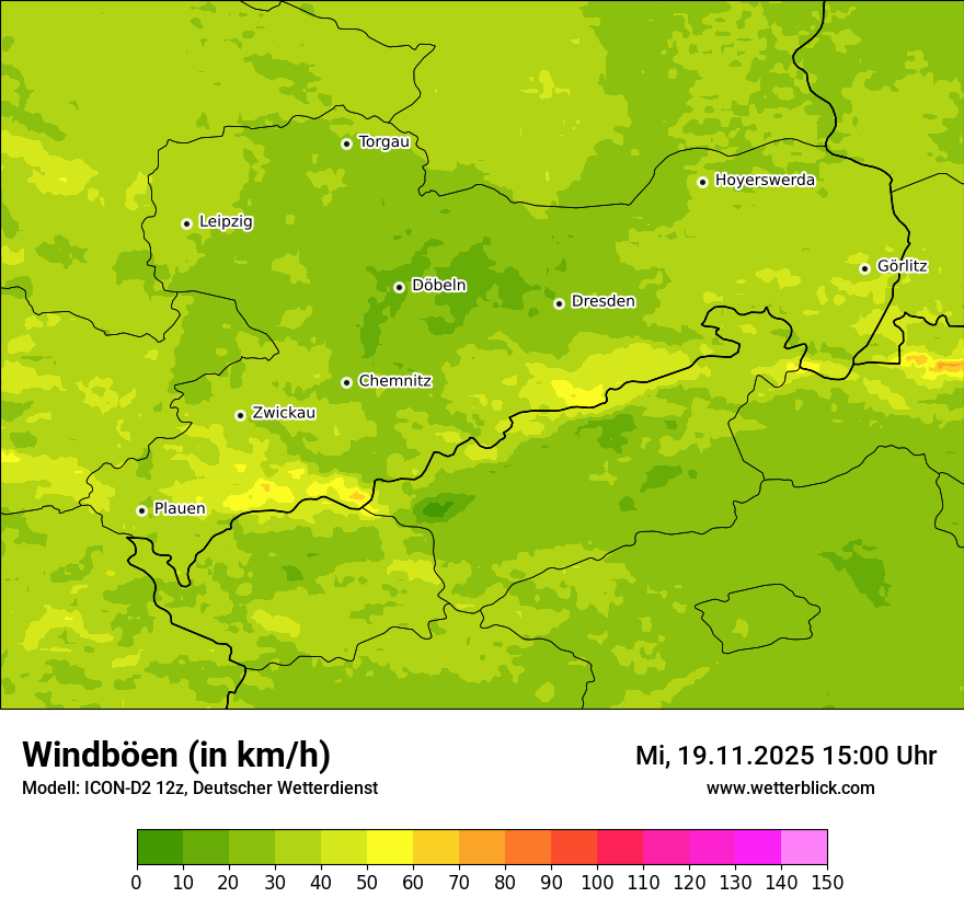 Modellkarten Windgeschwindigkeit