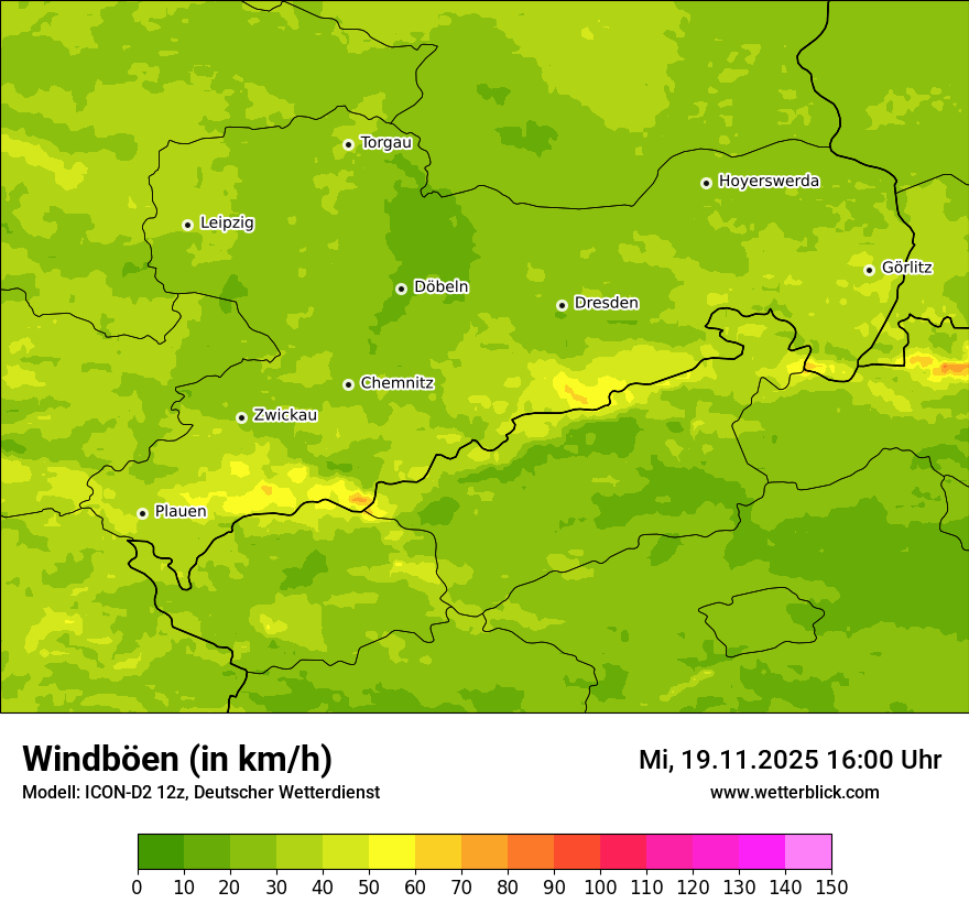 Modellkarten Windgeschwindigkeit