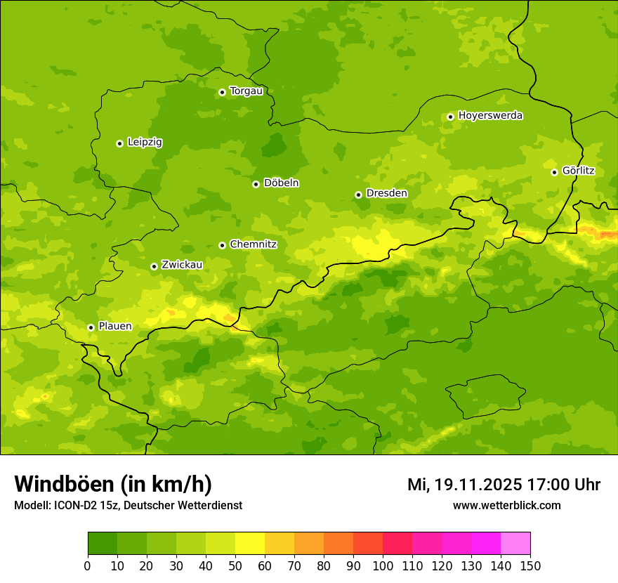 Modellkarten Windgeschwindigkeit