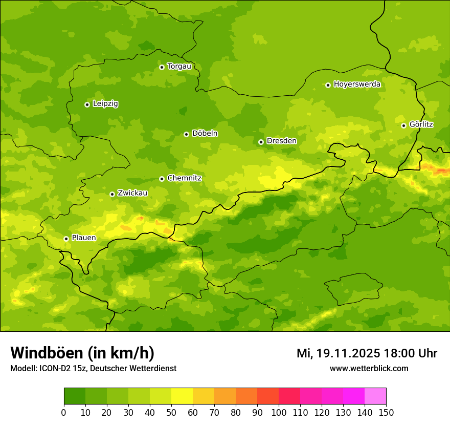 Modellkarten Windgeschwindigkeit