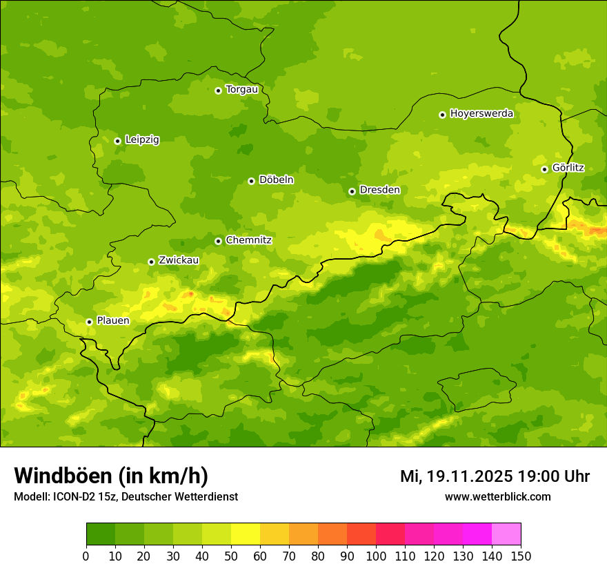 Modellkarten Windgeschwindigkeit