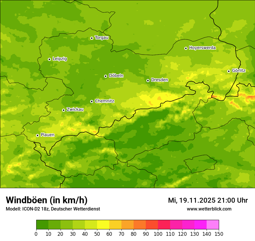 Modellkarten Windgeschwindigkeit
