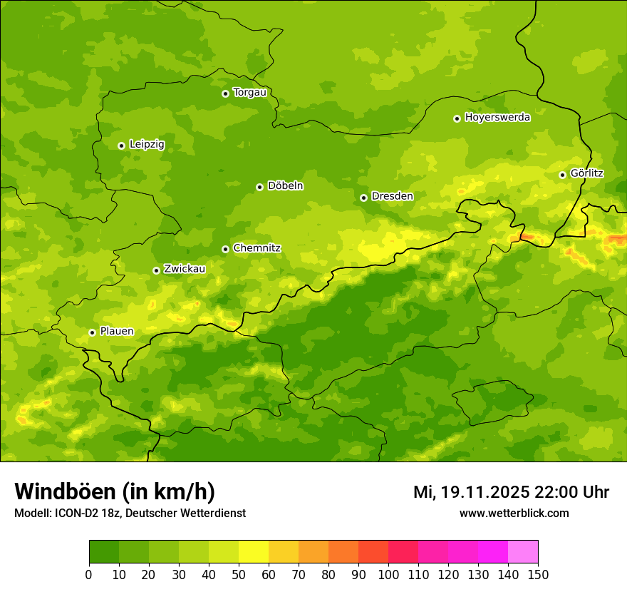 Modellkarten Windgeschwindigkeit
