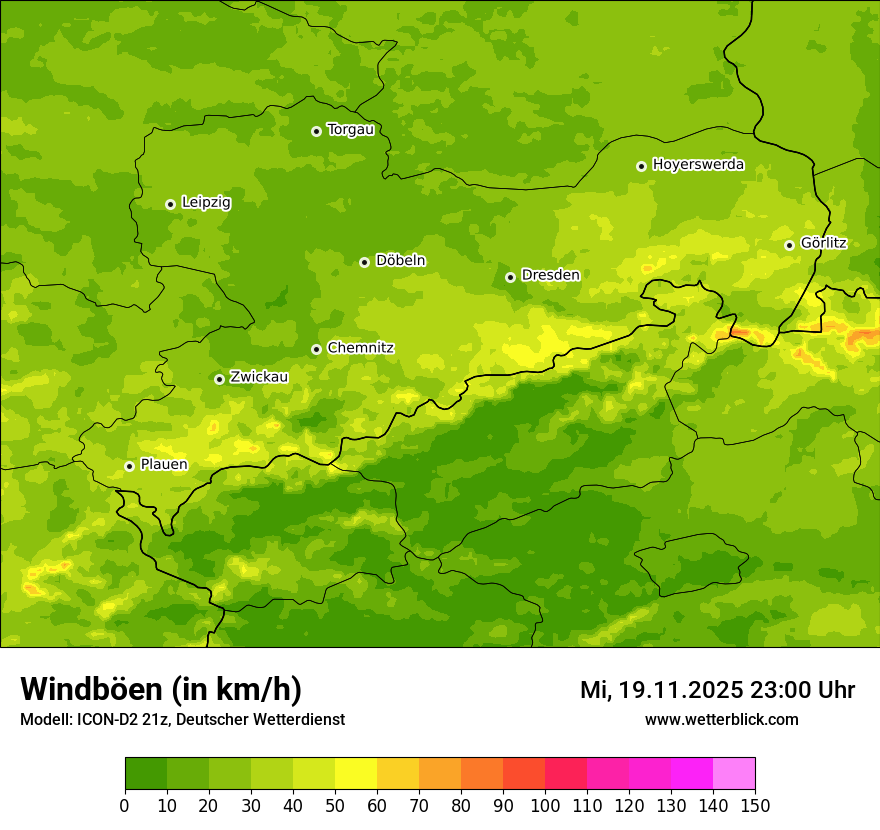 Modellkarten Windgeschwindigkeit