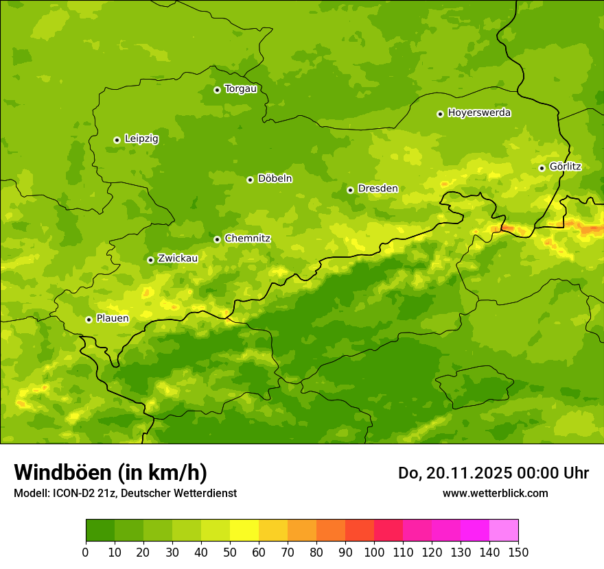 Modellkarten Windgeschwindigkeit