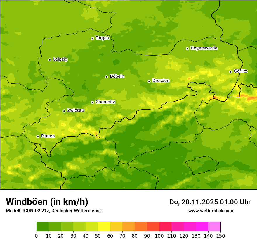 Modellkarten Windgeschwindigkeit
