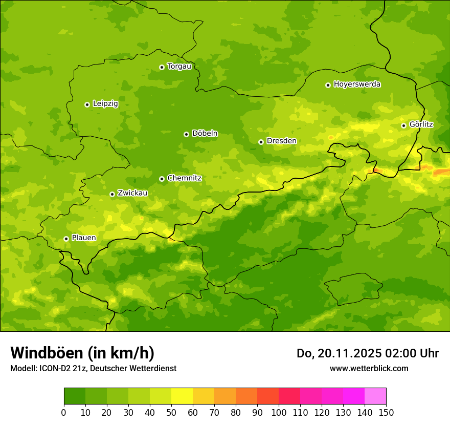 Modellkarten Windgeschwindigkeit