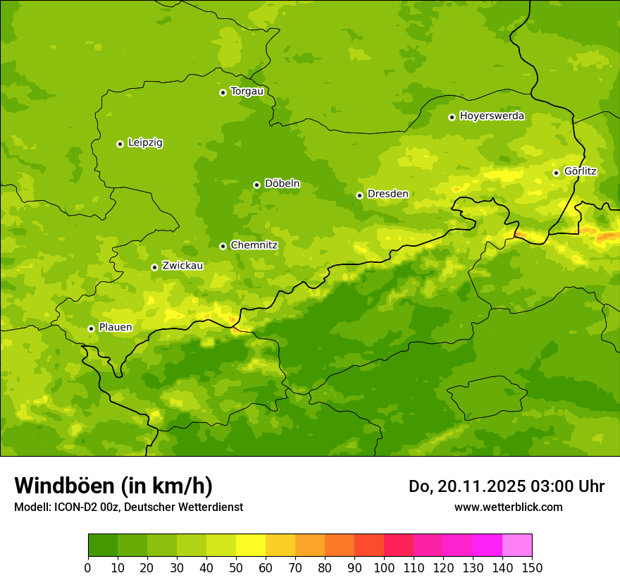 Modellkarten Windgeschwindigkeit