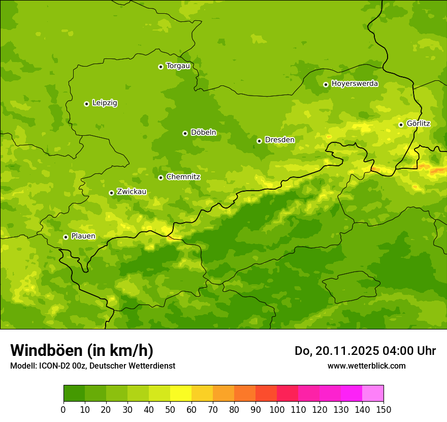Modellkarten Windgeschwindigkeit