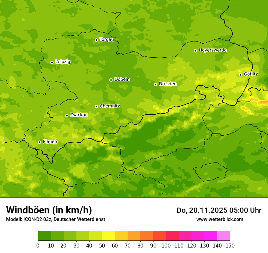 Modellkarten Windgeschwindigkeit